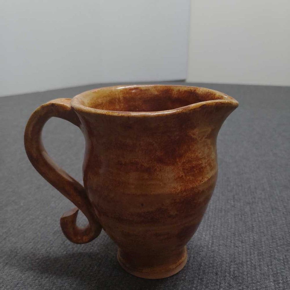 Handmade Ceramic Creamer Pitcher Rustic Brown Glaze Pottery Kitchenware