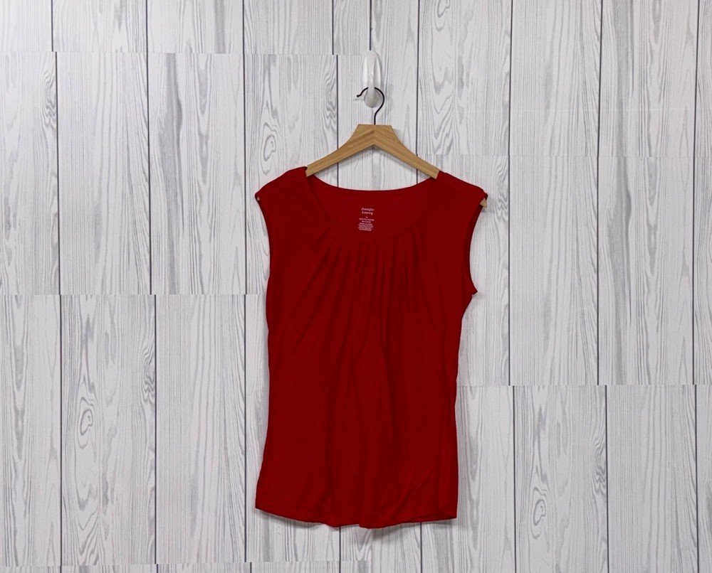 Jennifer Lauren top womens size medium sleeveless solid red pullover stretch
