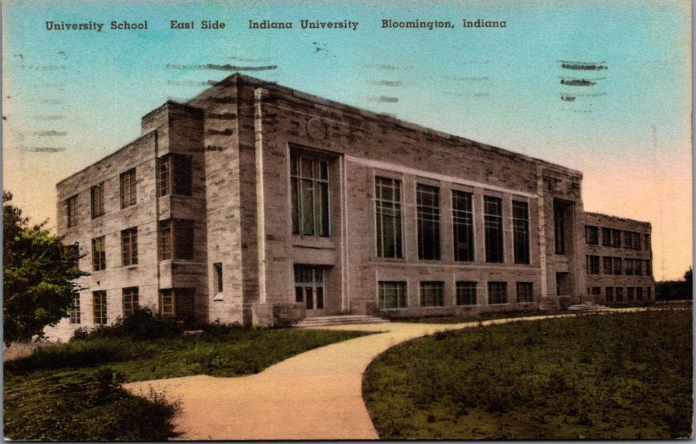 1941 Indiana University Bloomington University School Hand-Colored Postcard