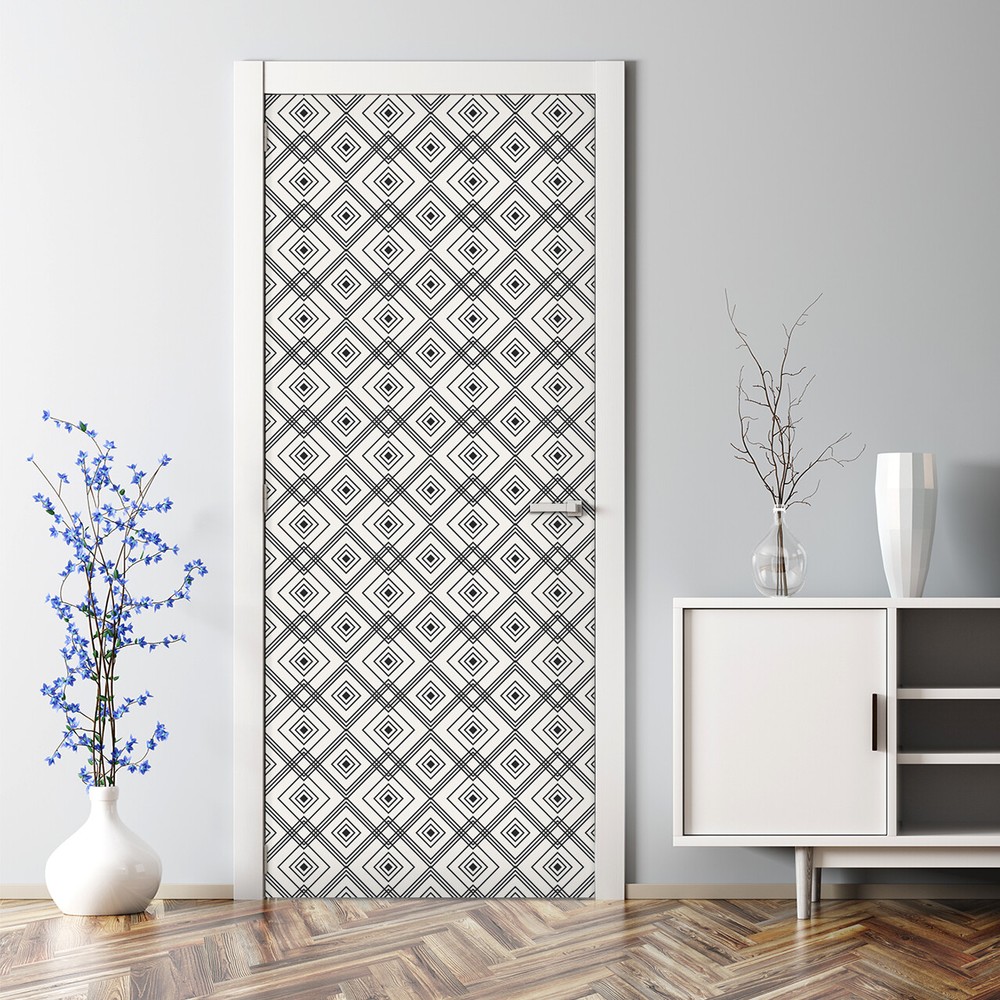 Geometric Bubble Free Door sticker white and black Decal Decor wall art