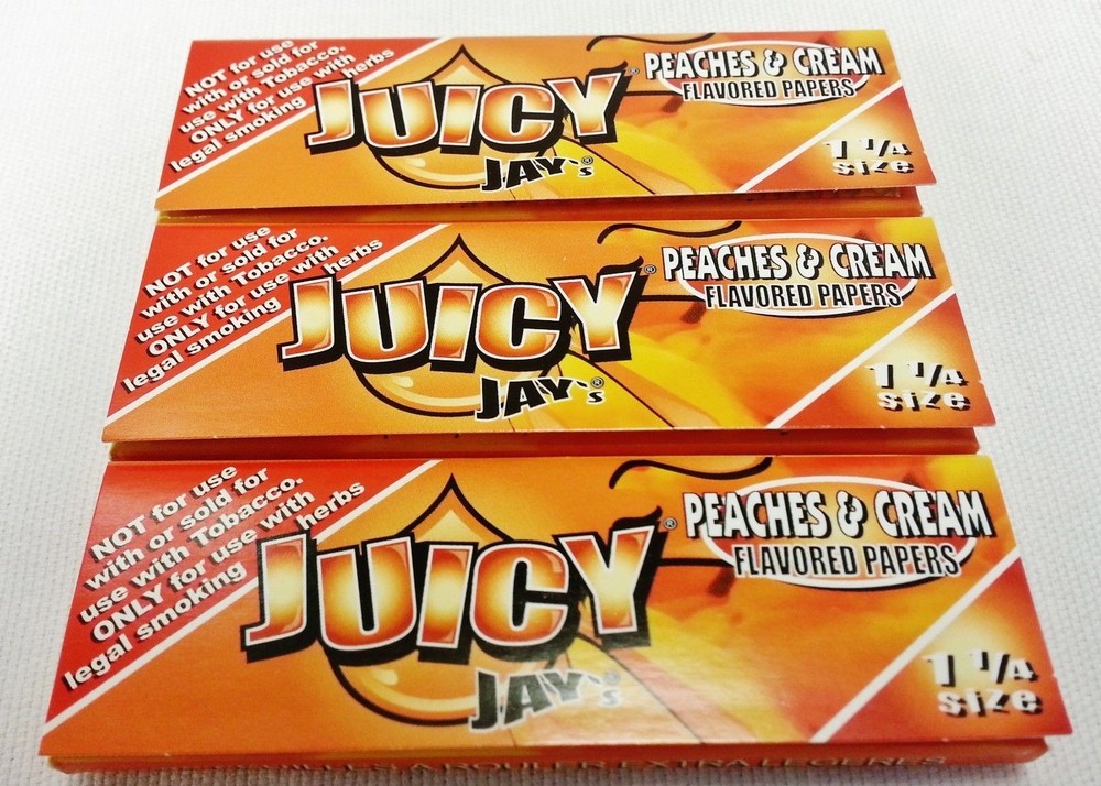 3 Pack Peaches & Cream Juicy Jay’s 1 1/4 Rolling Papers Free Shipping