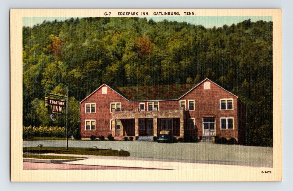 Postcard Tennessee Gatlinburg TN Edgepark Inn Motel 1940s Unposted Linen