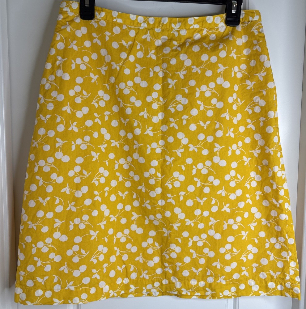 Boden A Line Cotton Skirt, Yellow, Summer, Lined, Pockets, Knee Length Size 8