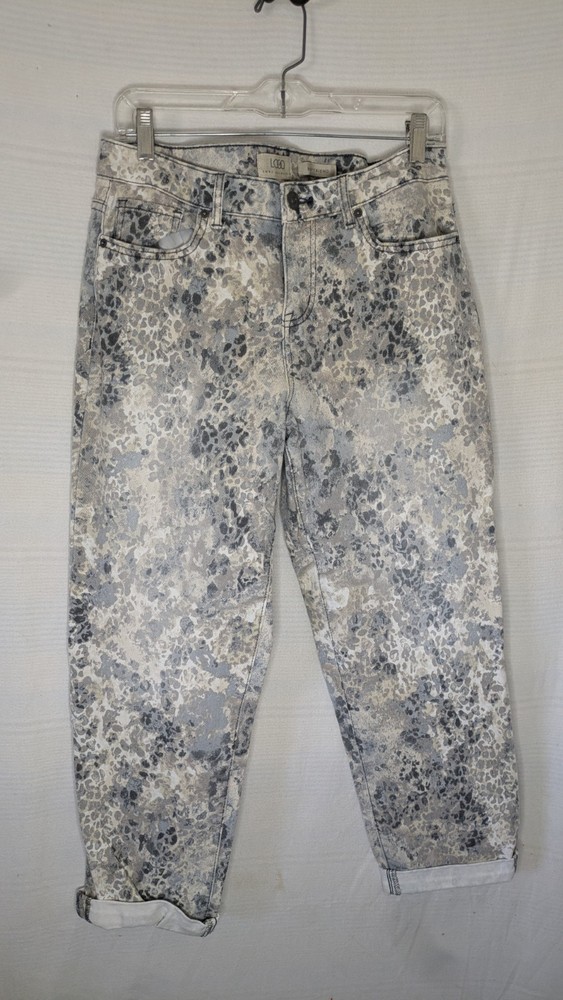 LOGO Lori Goldstein Boyfriend Fit Printed Stretch Comfort Jeans Size 6