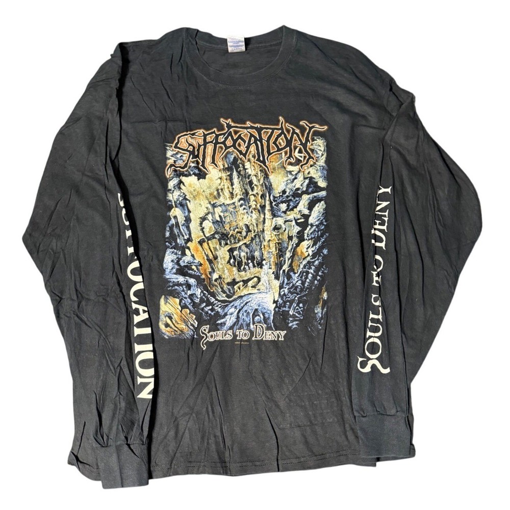 Suffocation Souls to Deny Long Sleeve Shirt Mens 2XL Black Death Metal 2005 Band