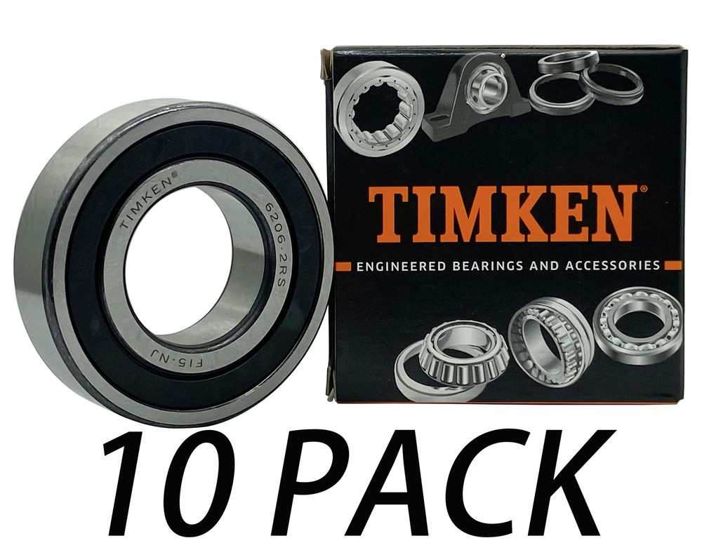 10PACK TIMKEN 6206-2RS Rubber Sealed Bearings 30x62x16mm USA Made