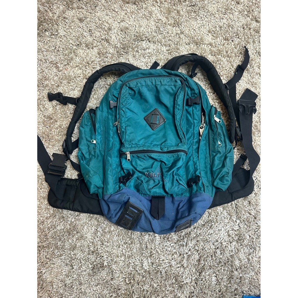 Kelty Vintage Internal Frame Hiking Backpack Teal Blue Large Multi-Pocket M