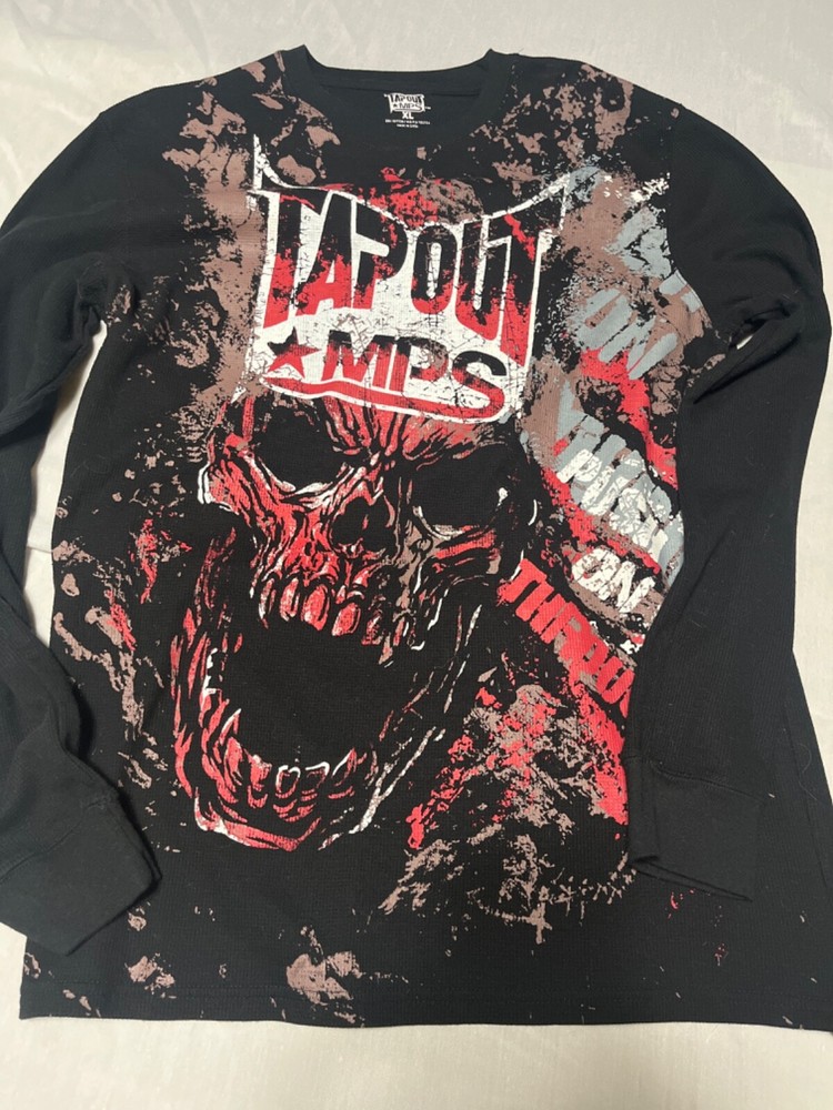 *FLAW Tapout MPS Shirt XL Black Long Sleeve Thermal Waffle MMA *READ DESCRIPTION