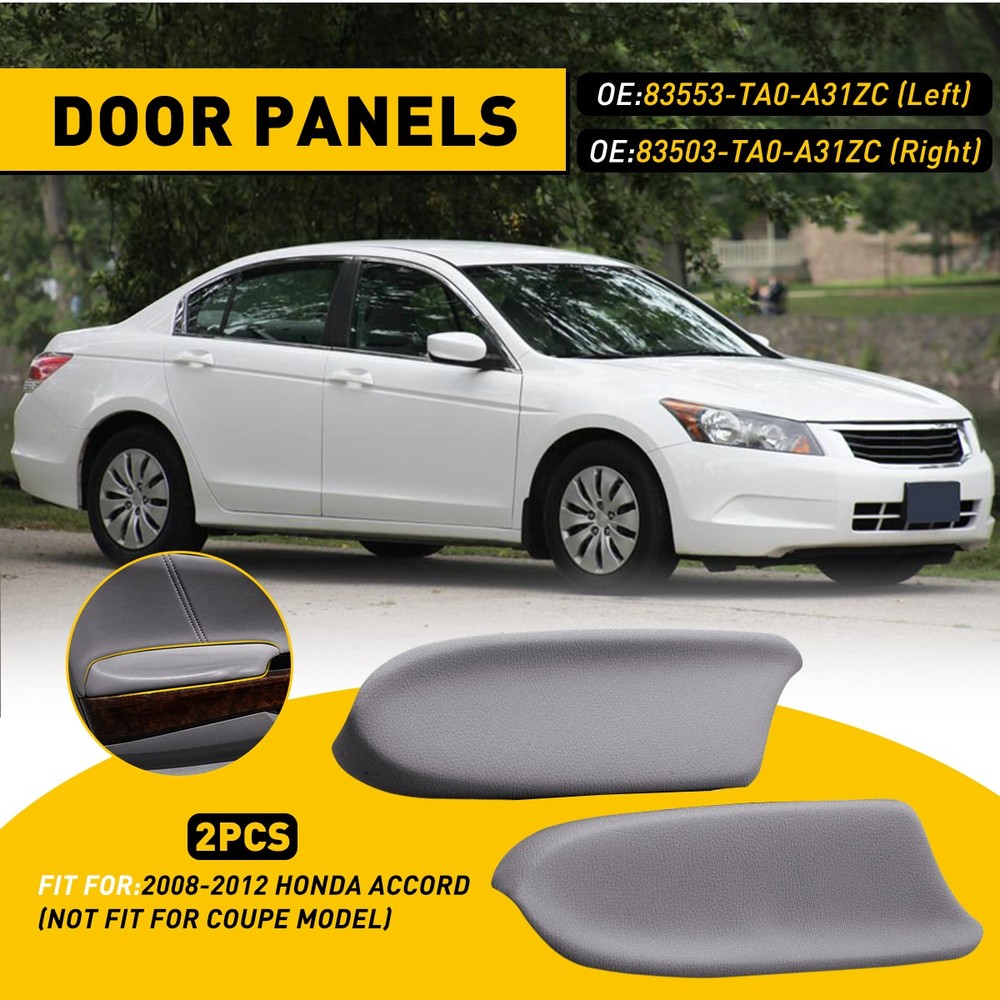 For 2008-2012 Accord Honda Sedan Left Right Side Door Armrest Panel Gray 2pcs