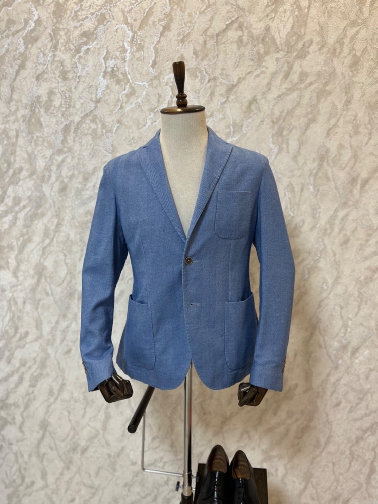 L.B.M. 1911 Fly 100% cotton plaid jacket 54 R XL blue blazer Luigi Bianchi