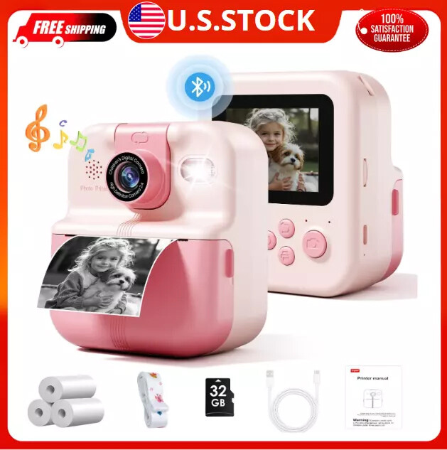 Fujifilm Kids Instant Print Camera 1080P HD 32GB Memory Photo Printer