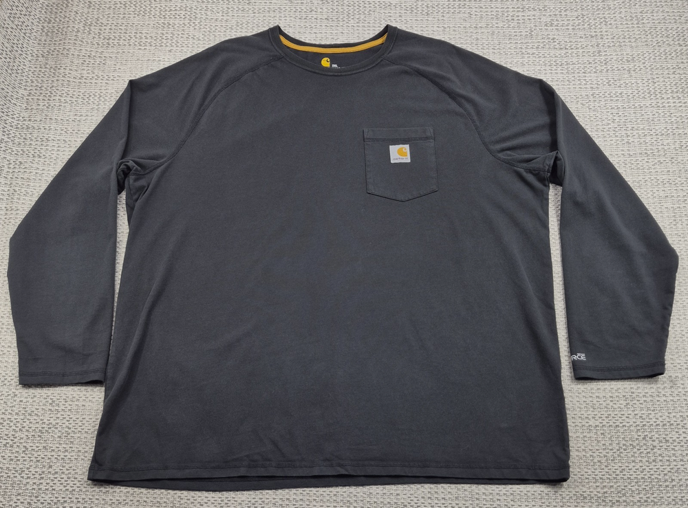 Carhartt Force Shirt Mens 2XL Black Long Sleeve Pocket Relaxed Fit Work Tee