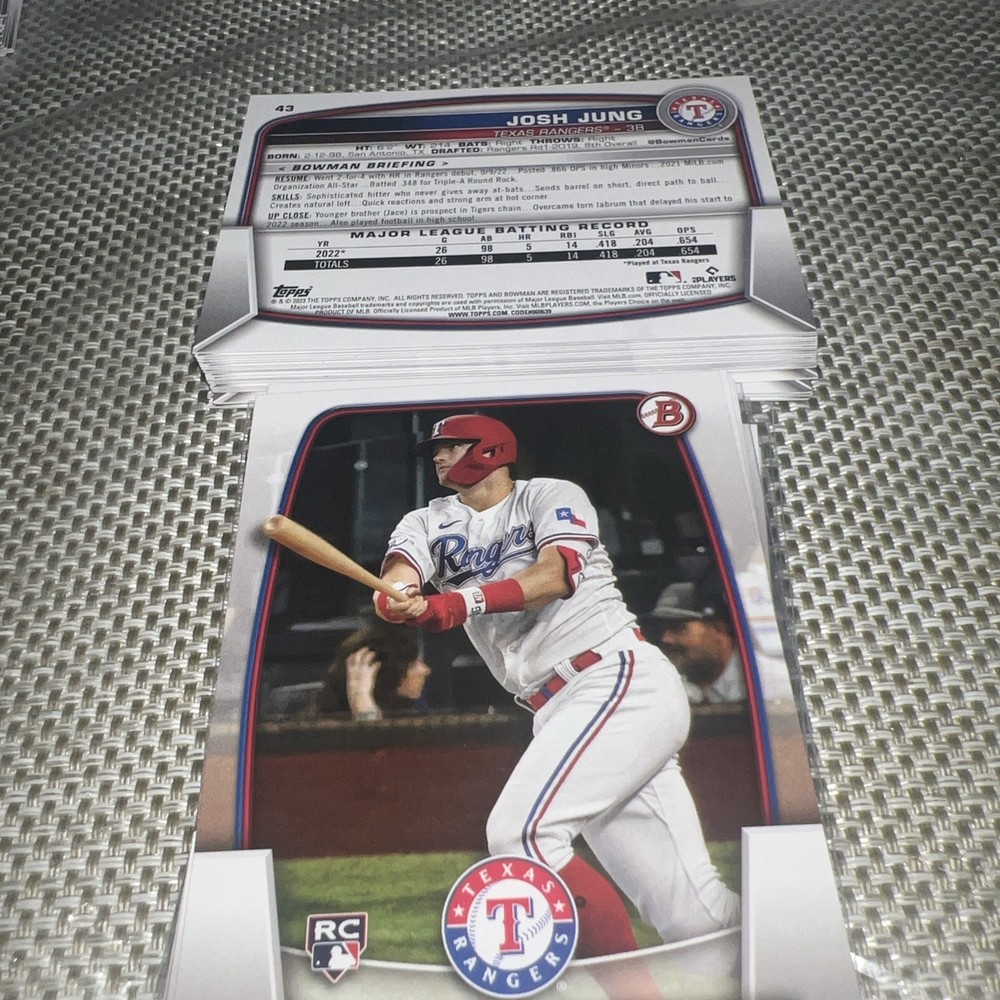 x41 Josh Jung 2023 Bowman Baseball #43 Rookie Card RC lot/set Texas Rangers star