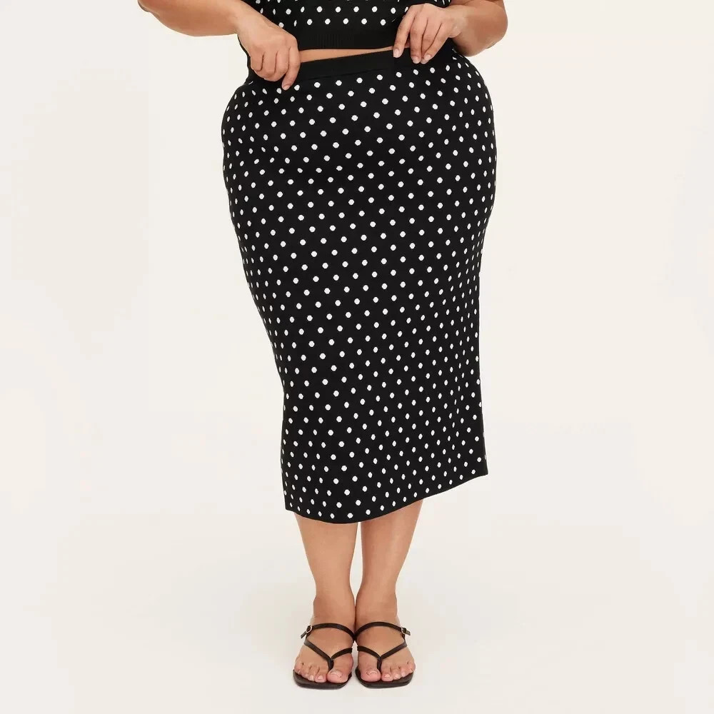 Size 1X -  Women Mini Polka Dot Sweater Midi Skirt kate spade x Target - NWT