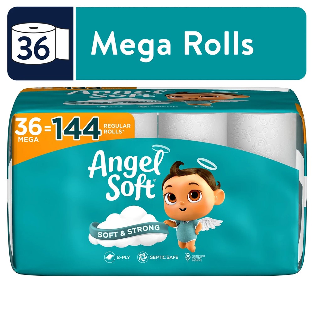 Angel Soft 36 Mega Roll 2-Ply Septic Safe Toilet Paper