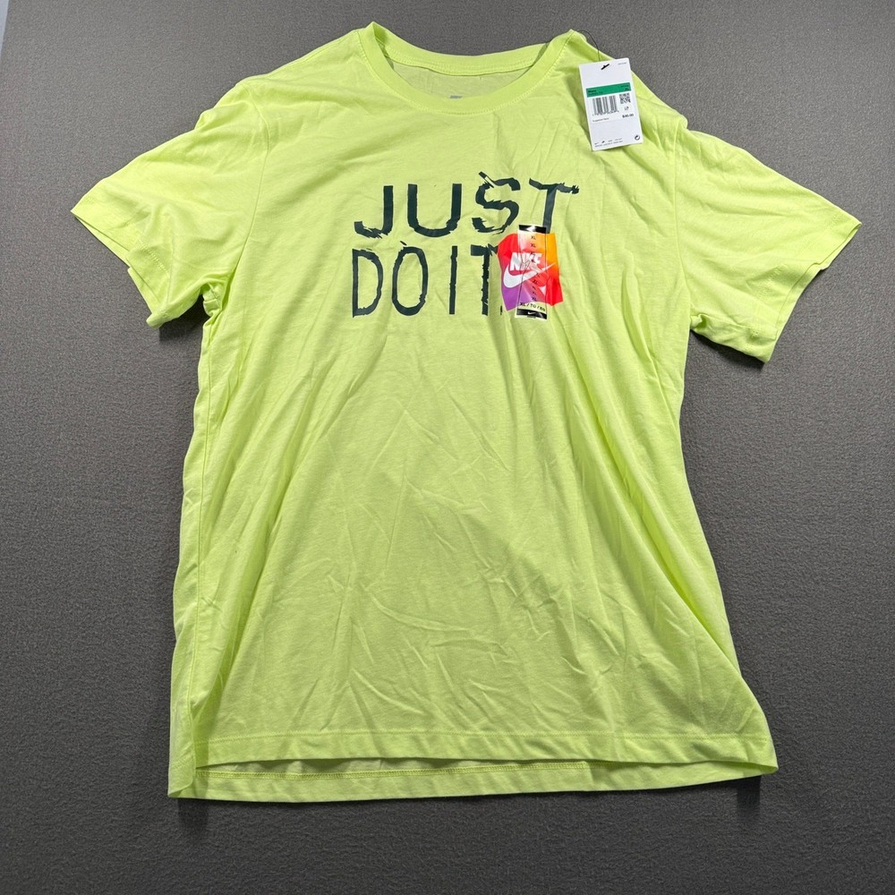 Nike T-Shirt Mens XL Lime Green Just Do It Graphic Short Sleeve HJ0563-736