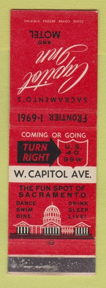Matchbook Cover - Capitol Inn Motel Sacramento CA