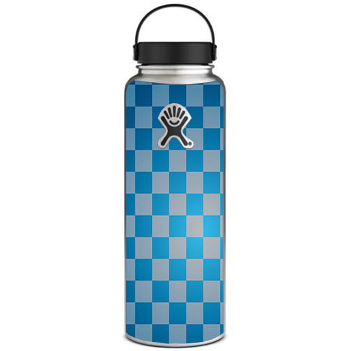 Skin Decal for Hydro Flask 40 oz Wide Mouth / Blue Grey Checkers