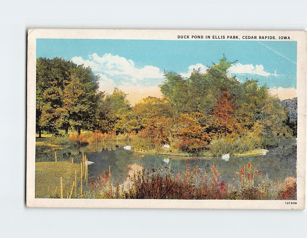 Postcard Duck Pond Ellis Park Cedar Rapids Iowa USA