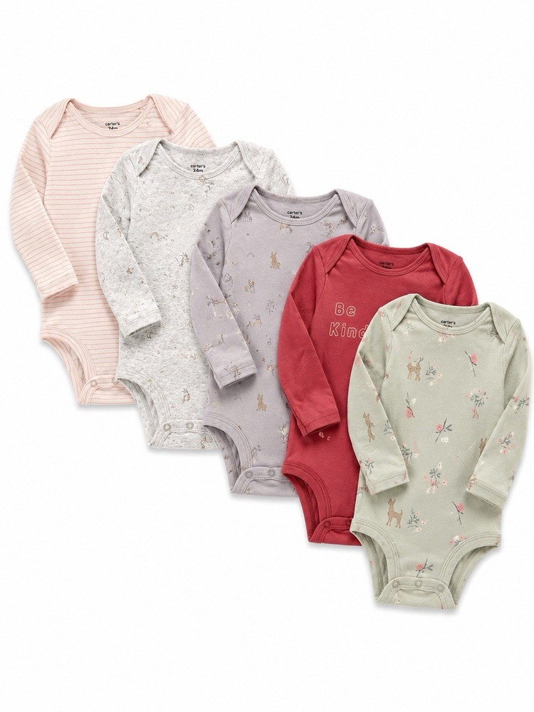 Carter’s Baby Girls Bodysuit Bundle 24M Long Sleeve One Piece Lot of 4