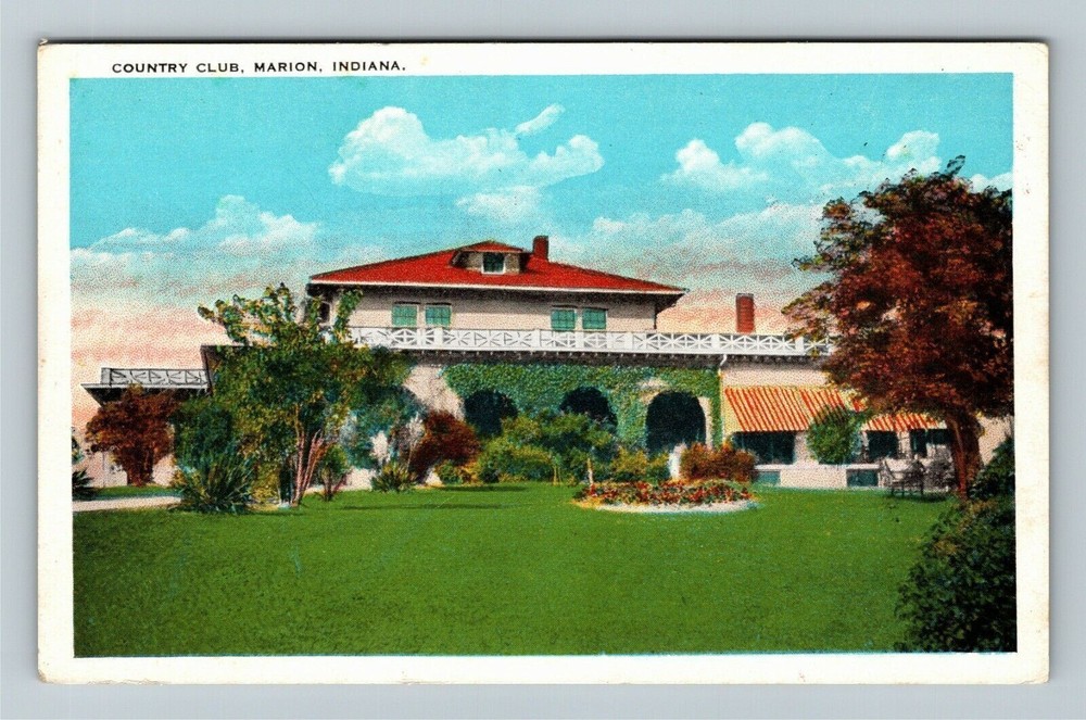 Marion IN Indiana, Country Club, Vintage Postcard