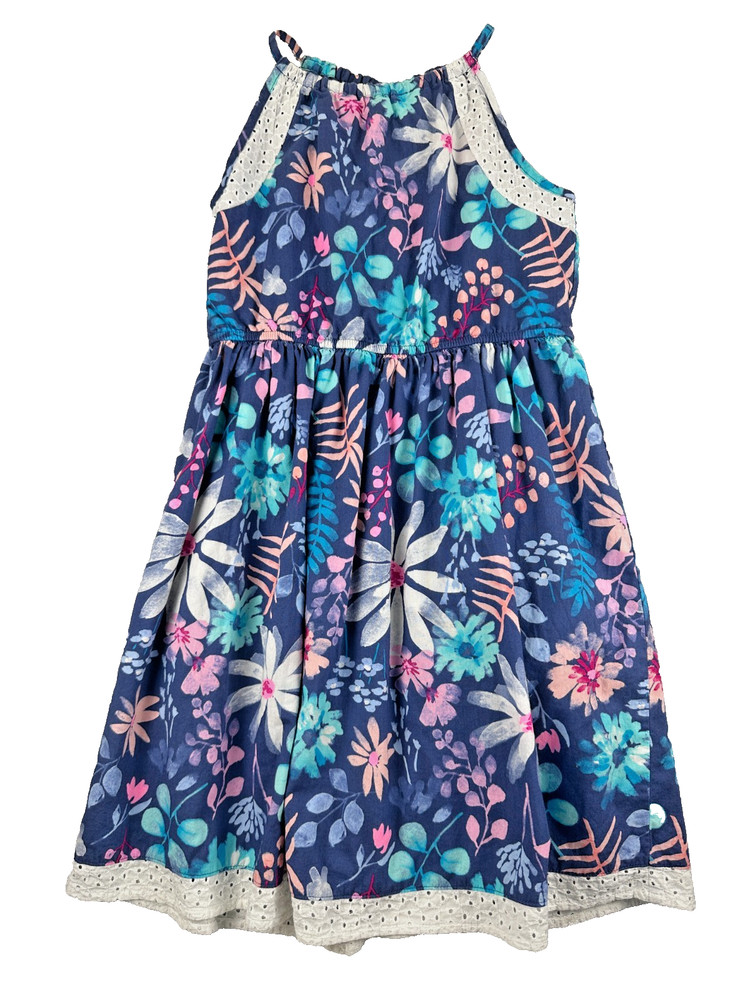 Girls Summer Dress,  Size 7, Sonoma Brand, Sleeveless, Blue, Floral, Eyelet