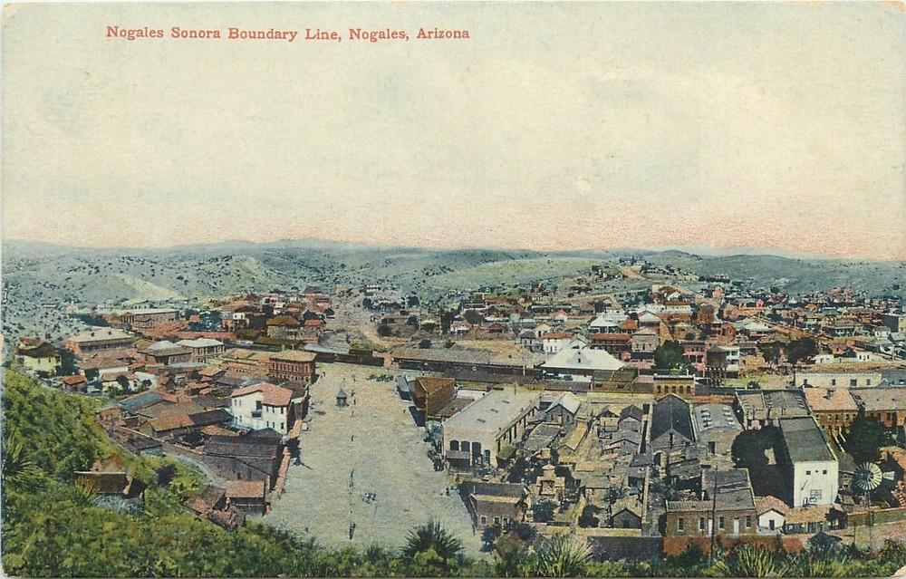 c1910 Nogales Arizona Sonora Boundary Line Saleebey E-9451 Postcard 26-673