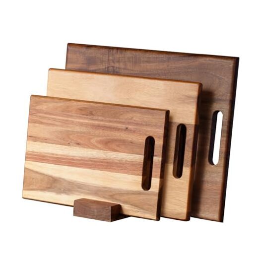 Acacia Wood Cutting Boards Set of 3 PCS for Kitchen, Large Wooden Cutting-image