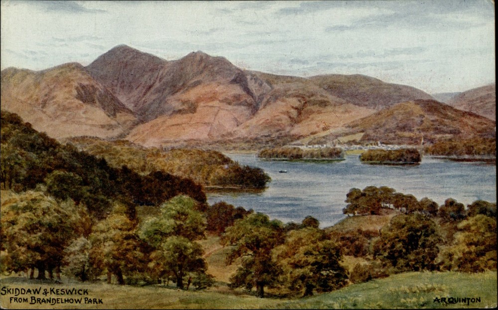 View Skiddaw Keswick From Bradehow Park vintage postcard s227