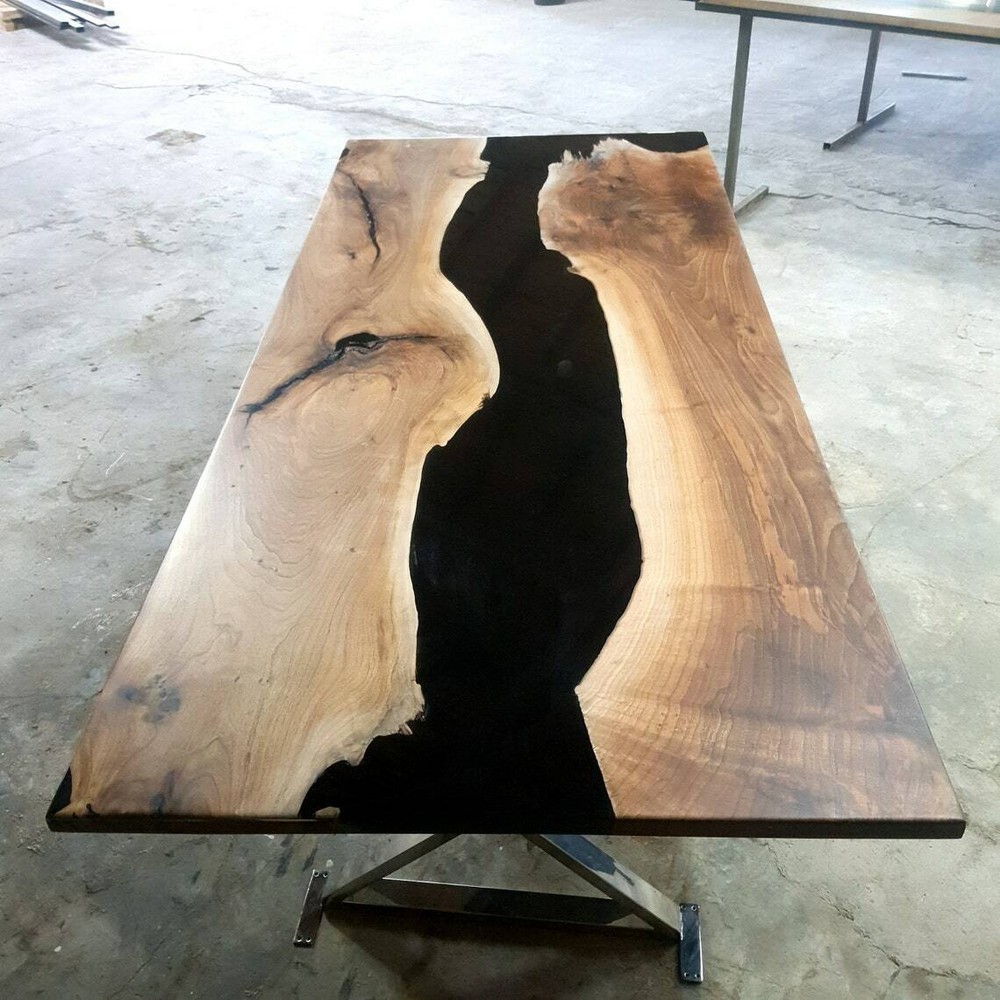 Acacia Wooden Solid Natural Table Top , Epoxy Resin Table, Wooden River Table-image