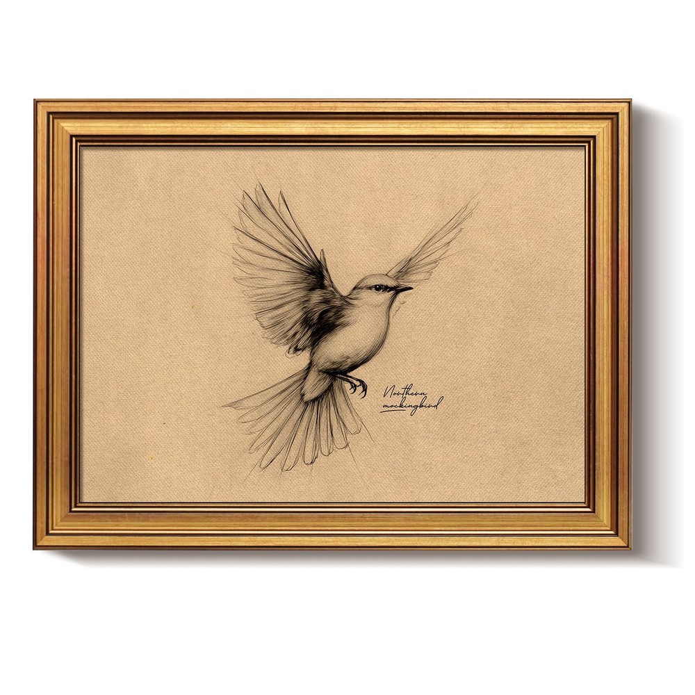 Vintage Wall Art Decor, Gold Framed Wall Art Decor Vintage Birds Prints Texas...