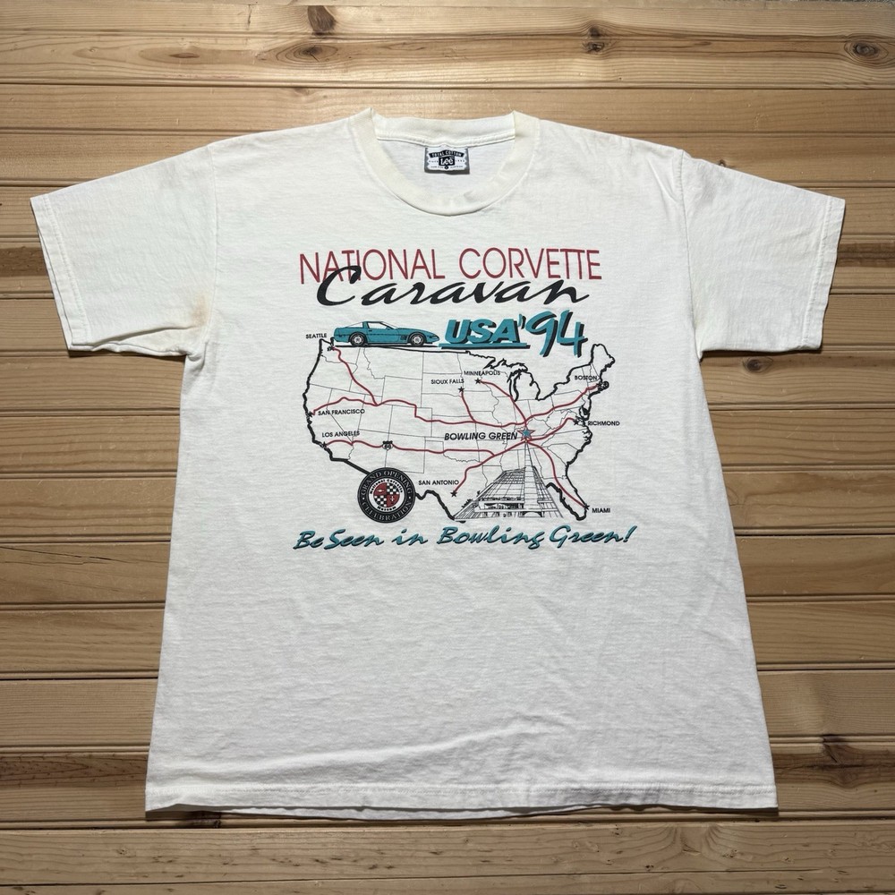 Vintage 90s 1994 National Corvette Museum Grand Opening Caravan Shirt Size Large