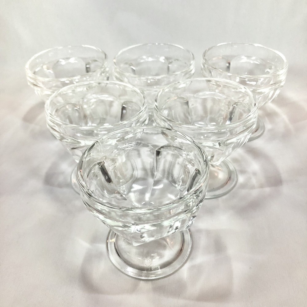Vintage Mid Century Federal Glass 6pcs Paneled Dessert Cups
