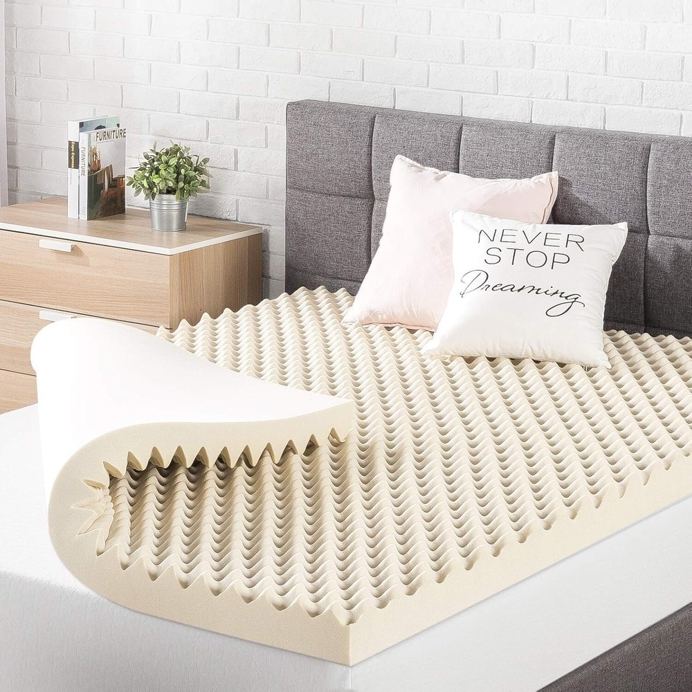Twin Egg Crate Memory Foam Mattress Topper with Copper Infusion, Medium Firmness