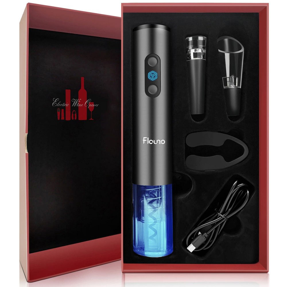 Rechargeable 6-in-1 Electric Wine Opener Set – Premium Wine Accessories with Elegant Gift Box, Perfect for Wine Lovers and Entertaining