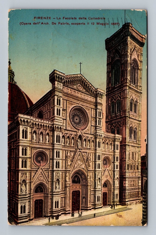 Italy- Florence Front Of The Cathedral Souvenir Postal Old PC Vintage Postcard