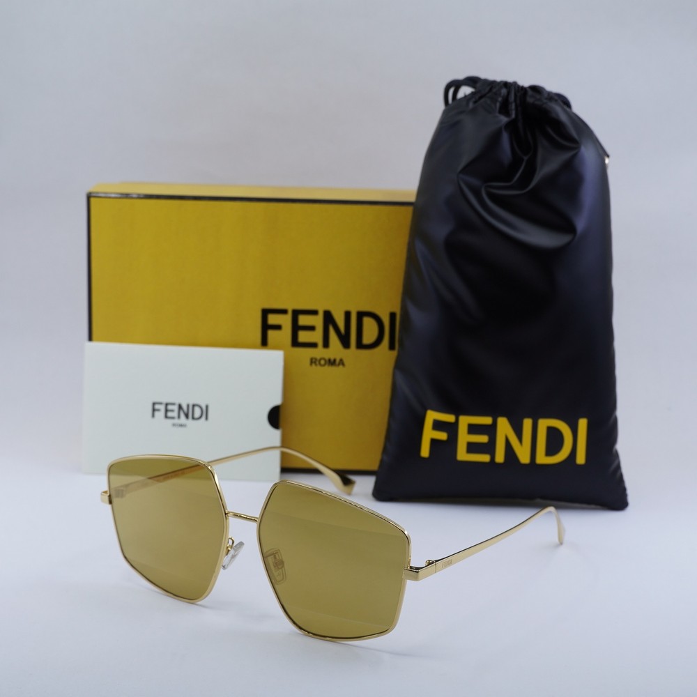 FENDI FE40016U 30G Gold Mirrored Sunglasses 60-14-140 Authentic