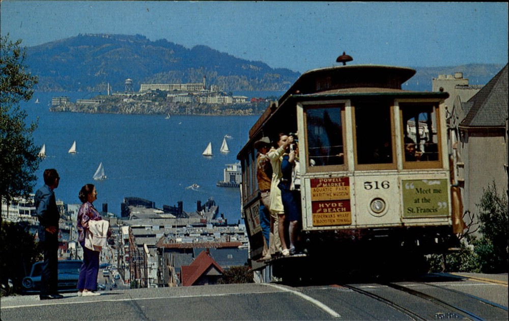 Cable Car Hyde Street San Francisco vintage postcard s217