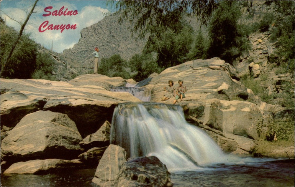 Coronado Natl Forest Arizona Sabino Canyon Waterfalls rock formations postcard