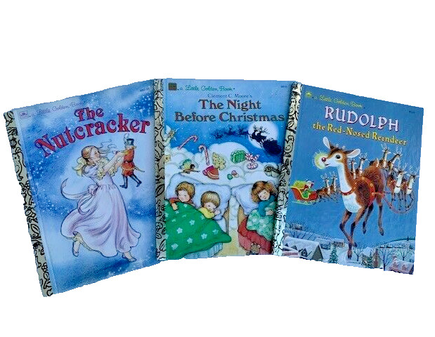 3 Little Golden Book Christmas Books Rudolph Nutcracker Night Before Christmas