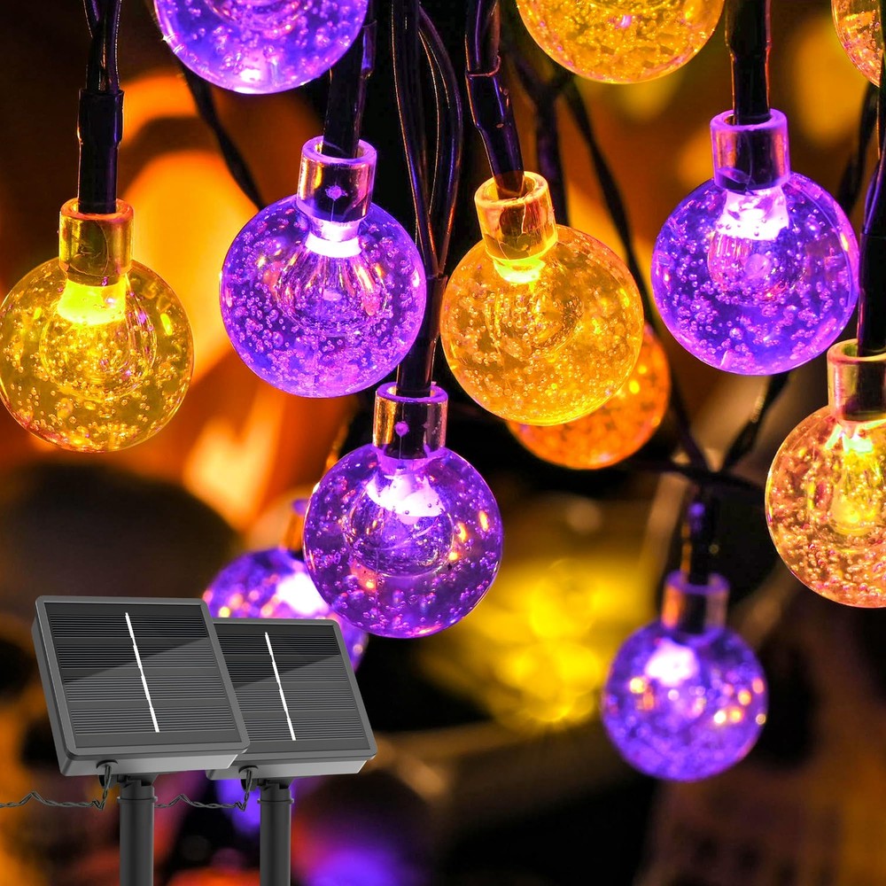 2 Pack Solar Lights Outdoor Waterproof, Total 72ft 120 LEDs Crystal Globe Lig...