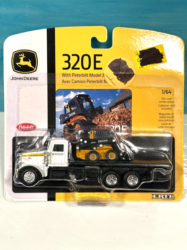 John Deere ERTL 320E Bobcat With Peterbilt Model 367 Flat Bed Truck 1:64