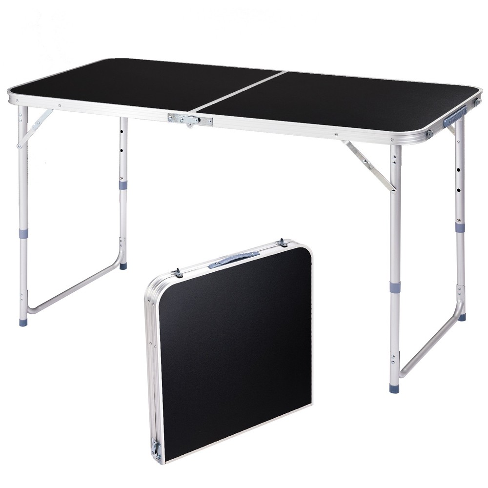 4Ft Black Portable Folding Table for Multipurpose Use