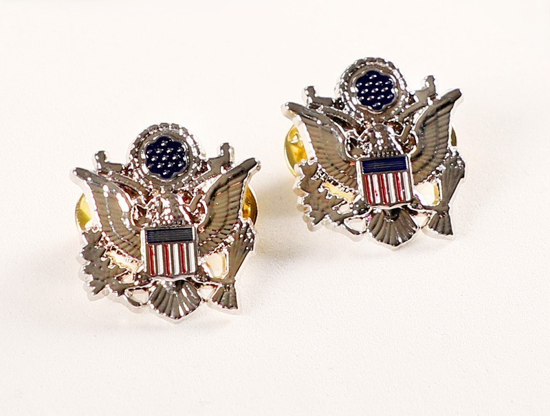 2pcs United States American Eagle Commemorative Badge Brooch Lapel Pin Silver