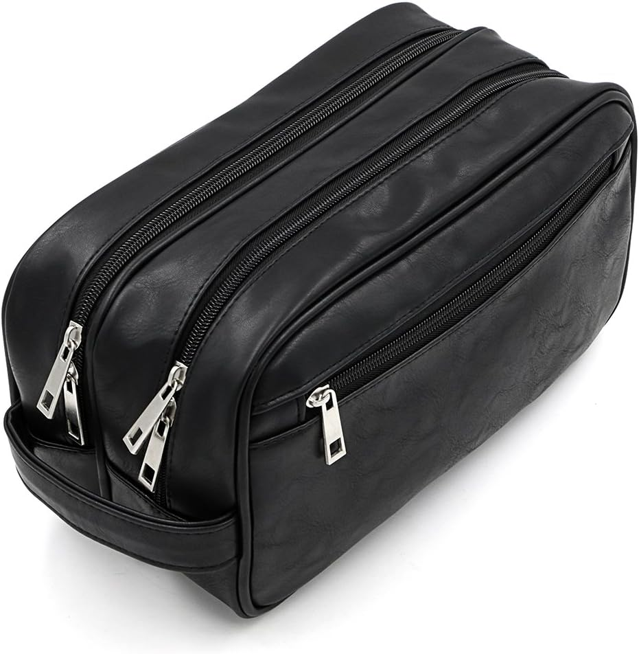 Waterproof PU Leather Unisex Travel Toiletry Bag Organizer