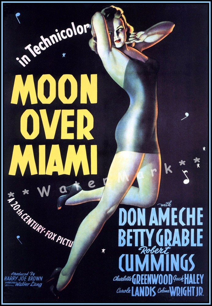 Moon Over Miami 1941 Film Vintage Poster Print Comedy Music Romance Florida