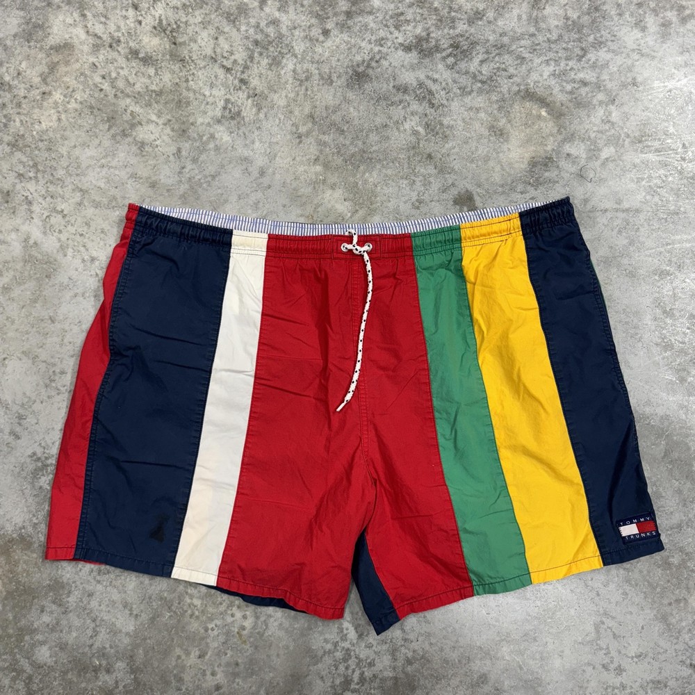 Vintage Tommy Hilfiger Swim Trunks Shorts Mens Large Colorblock Tommy Trunks 90s