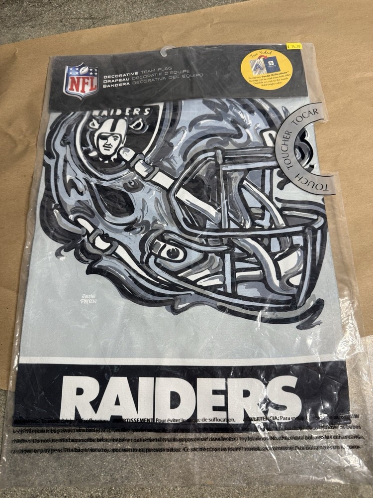 Las Vegas Raiders NFL Helmet Suede Garden Flag 18x12.5 Inches