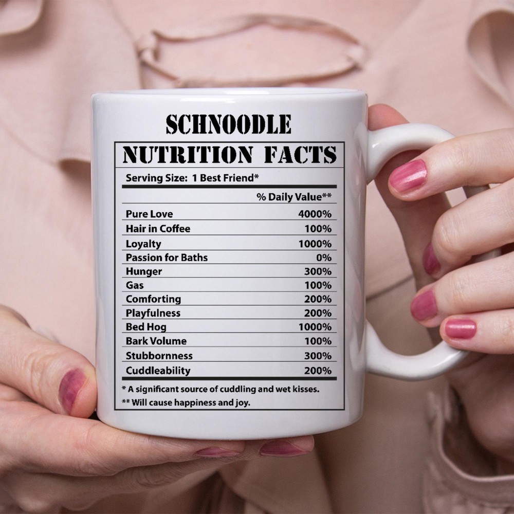 Funny Schnoodle Dog Lover Gift Custom Nutritional Facts Coffee Mug  