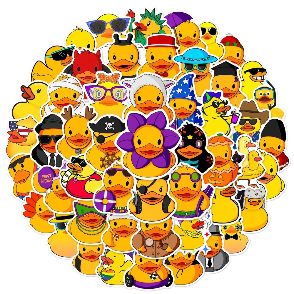 50Pcs Yellow Duck Stickers Cartoon Stickers Waterproof Decorative Stickers